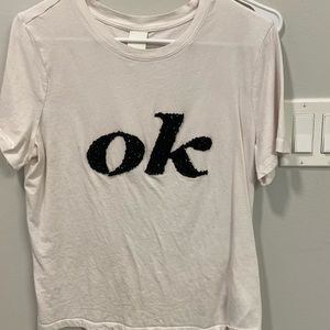 H and M ‘OK’ embellished t-shirt white